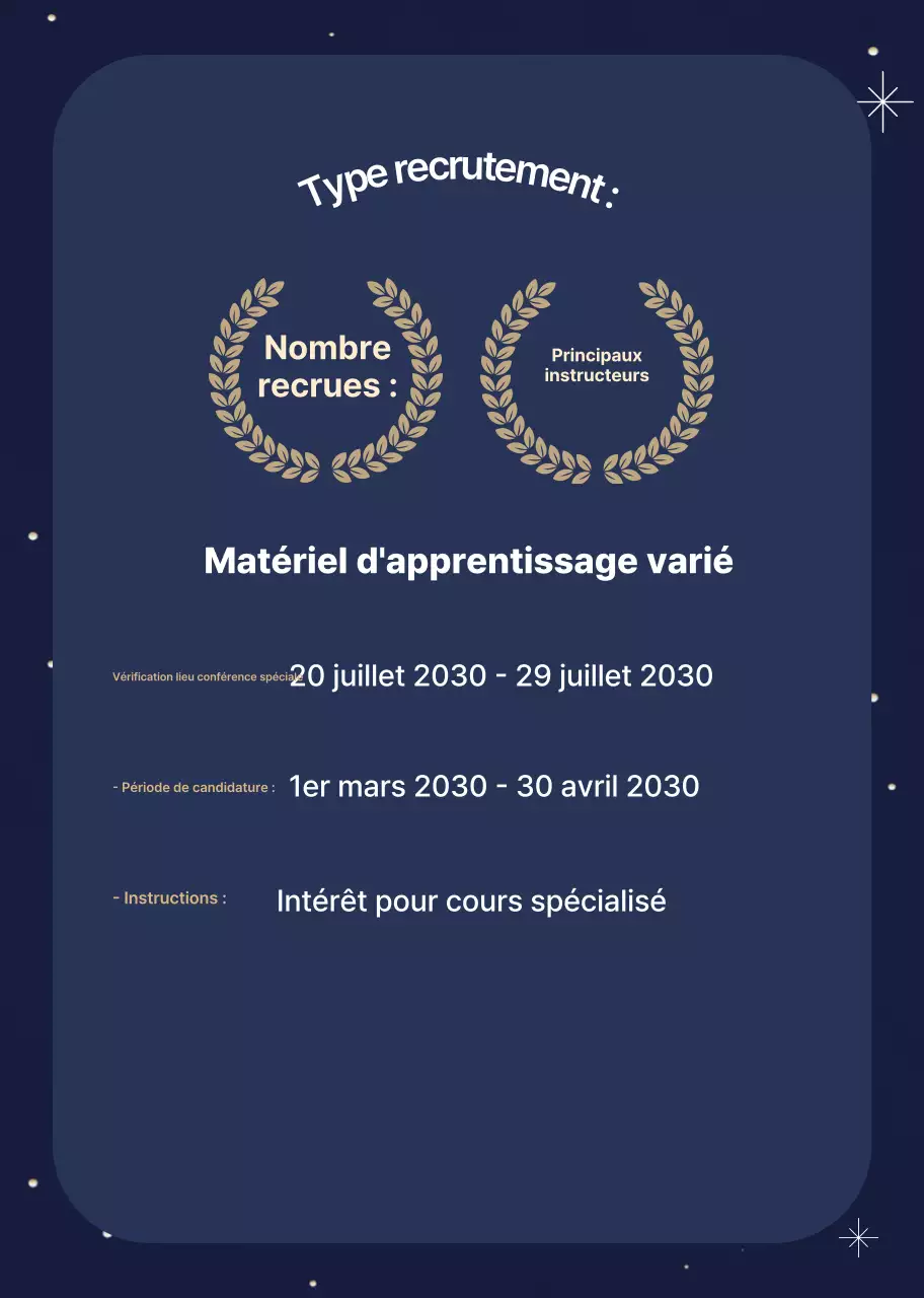 Recrutement de stagiaires simples bleu marine