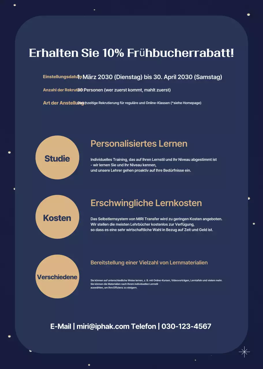 Marineblau Einfache Einstellung von Auszubildenden