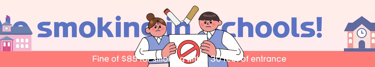 Banner de anúncio escolar de desenho animado rosa