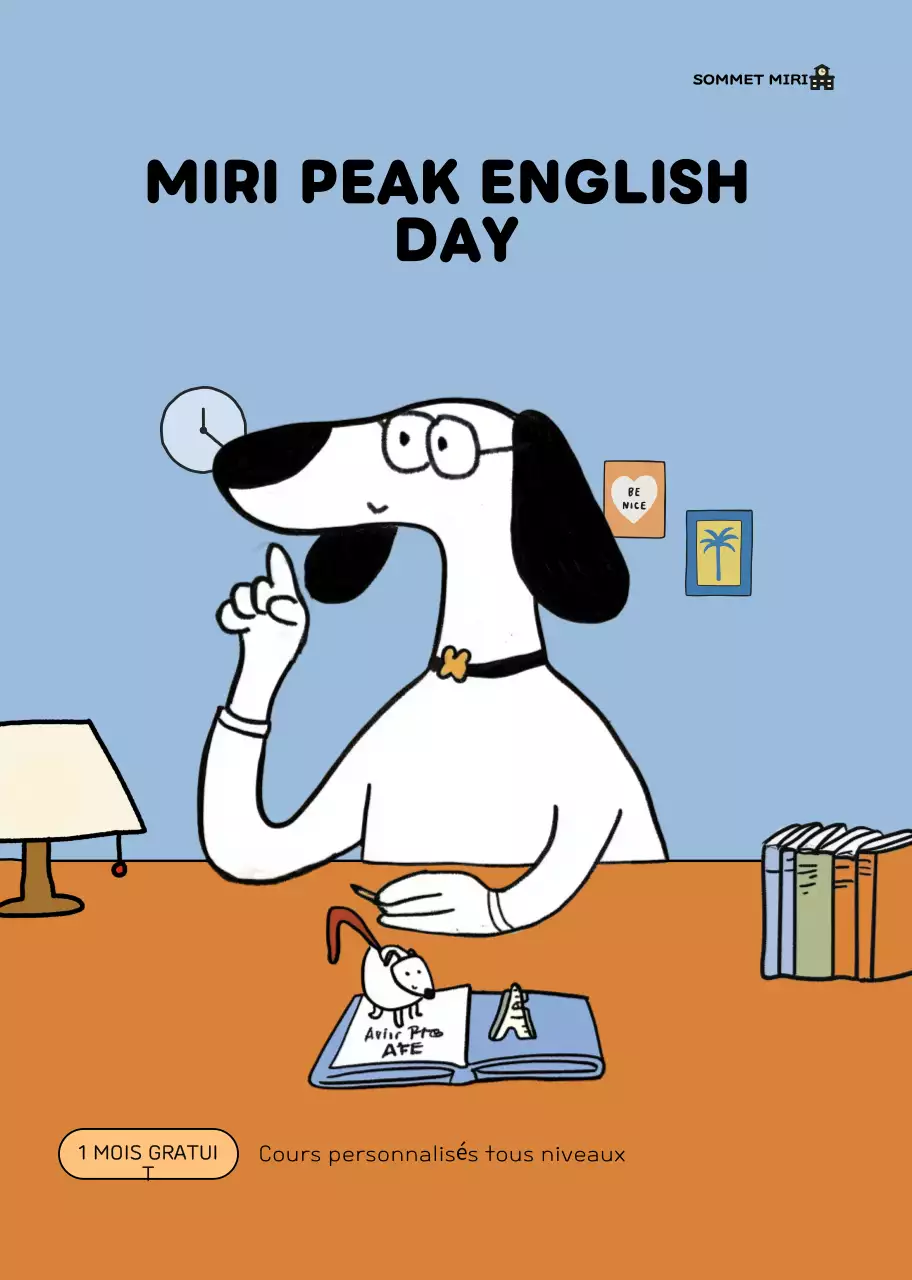 Une publicité bleu clair pour l'enseignement de l'anglais