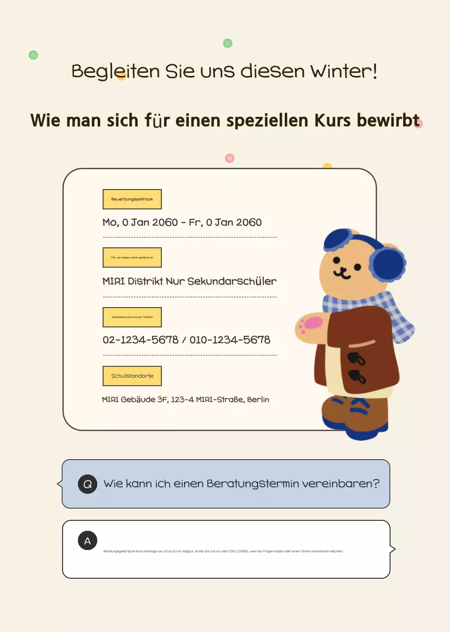 Beige gemütliche Bildungsanzeige