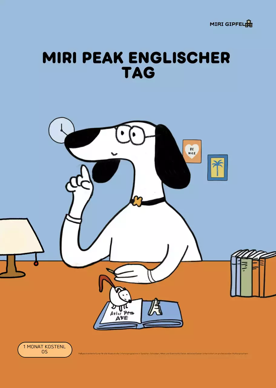 Eine hellblaue Anzeige für den englischen Sprachunterricht