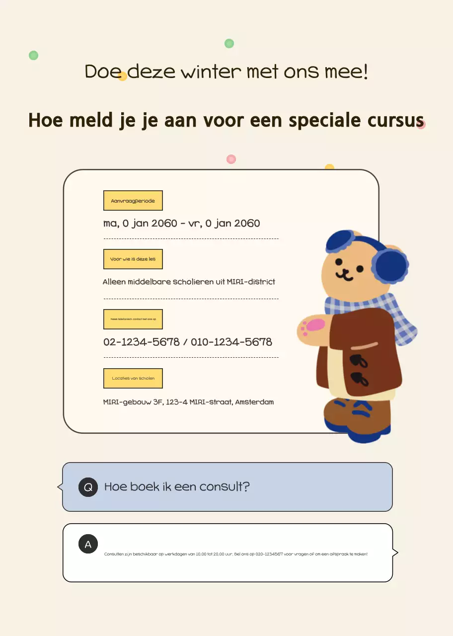 Beige gezellige onderwijs advertentie