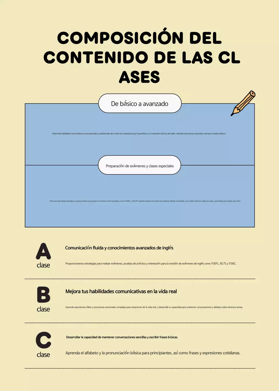 Un anuncio azul claro para la enseñanza del inglés