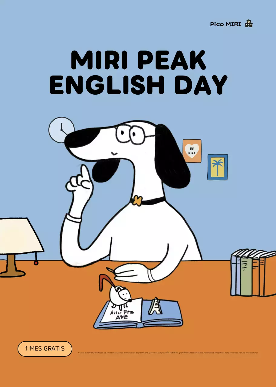 Un anuncio azul claro para la enseñanza del inglés