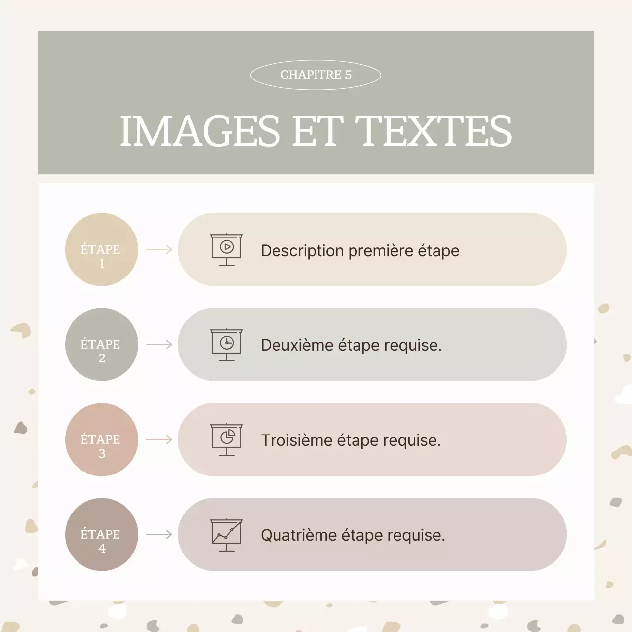 Motif simple de terrazzo dans les tons beige et marron.