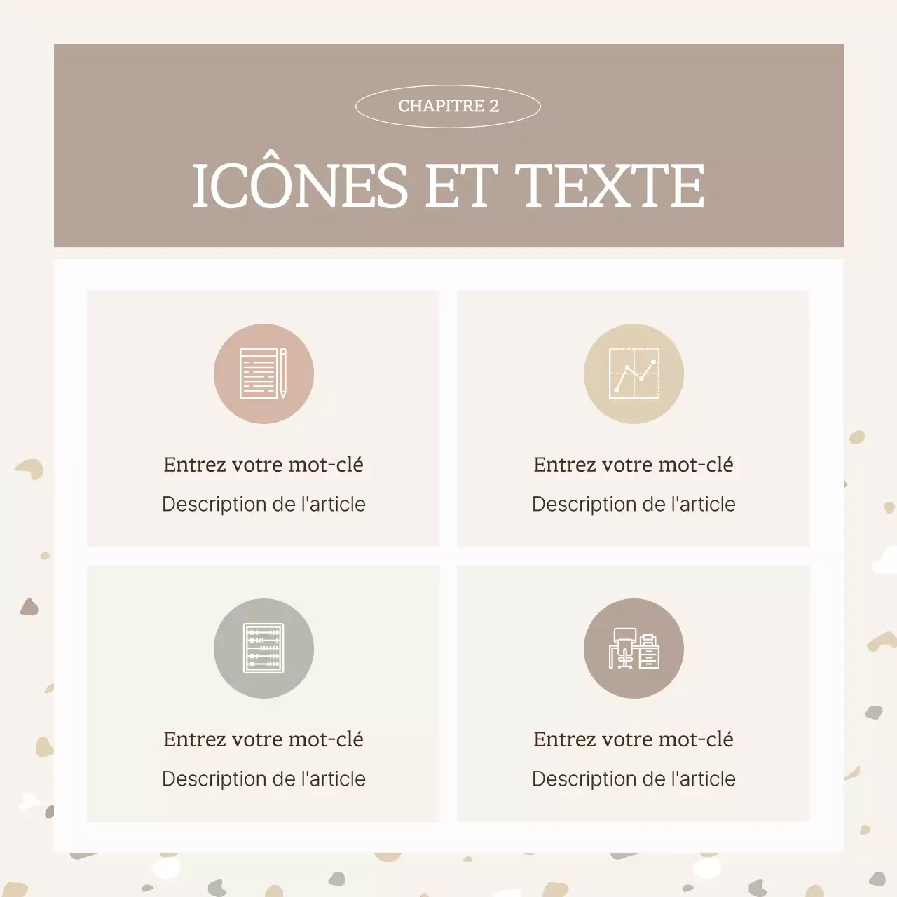 Motif simple de terrazzo dans les tons beige et marron.