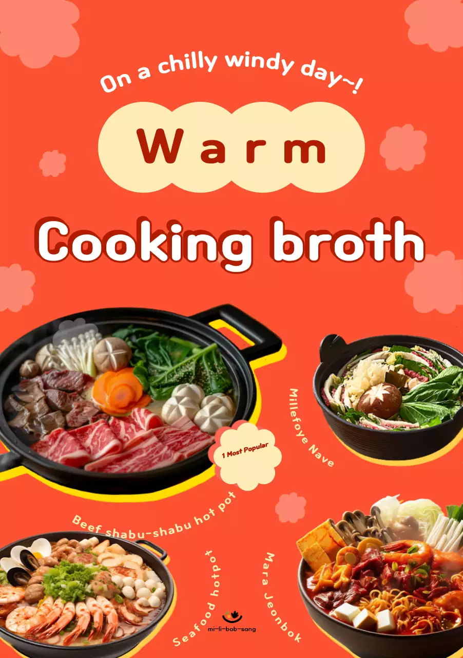 Iklan kuliner vintage berwarna oranye