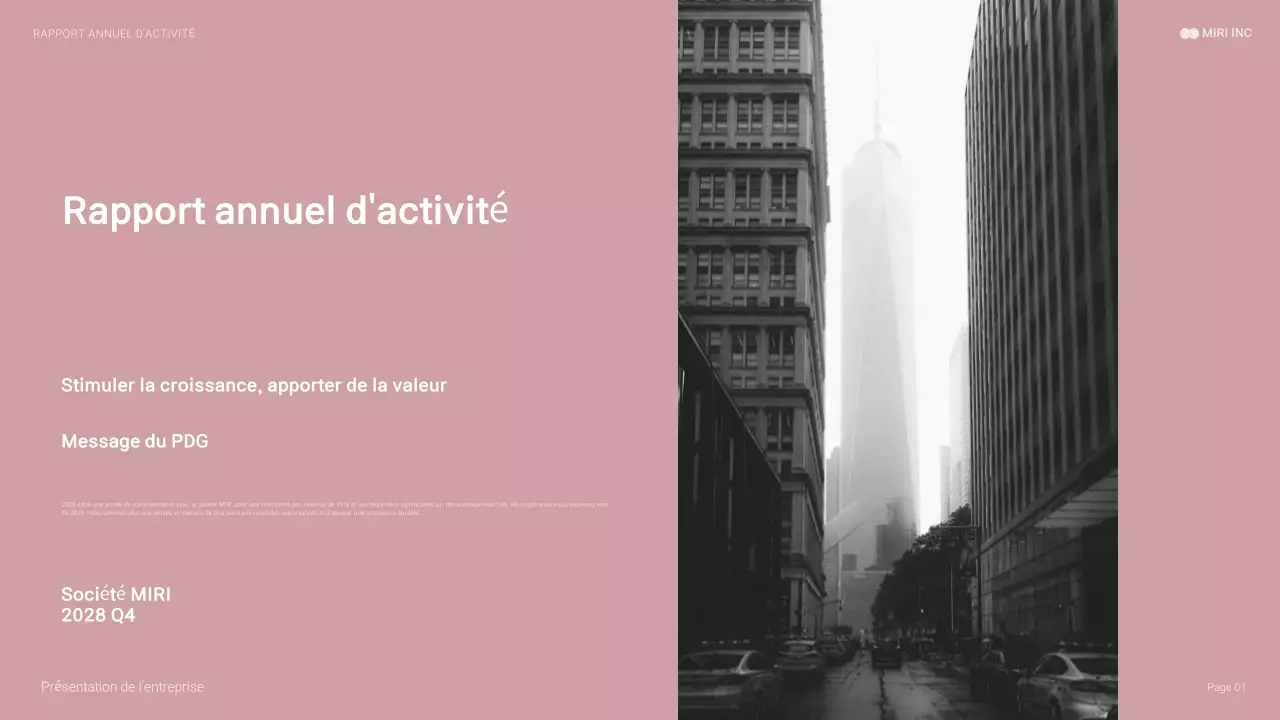 Présentation d'entreprise moderne rose