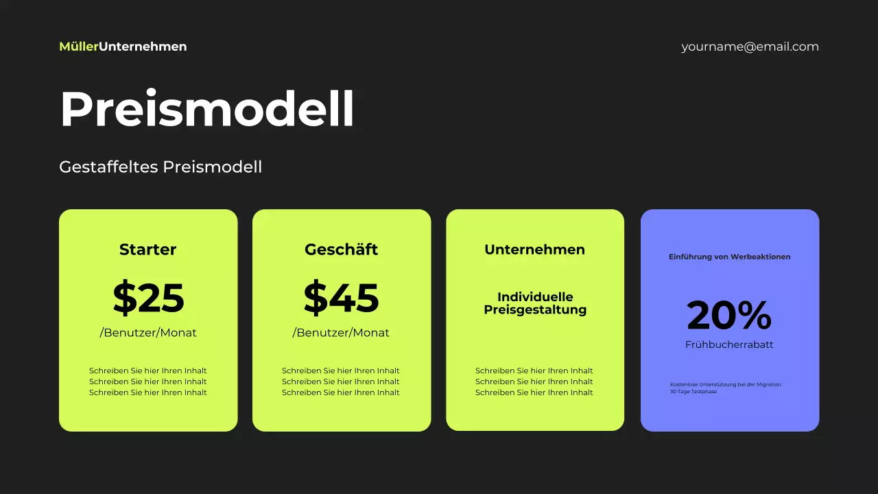 schwarz modernes Marketing Strategie Dokument
