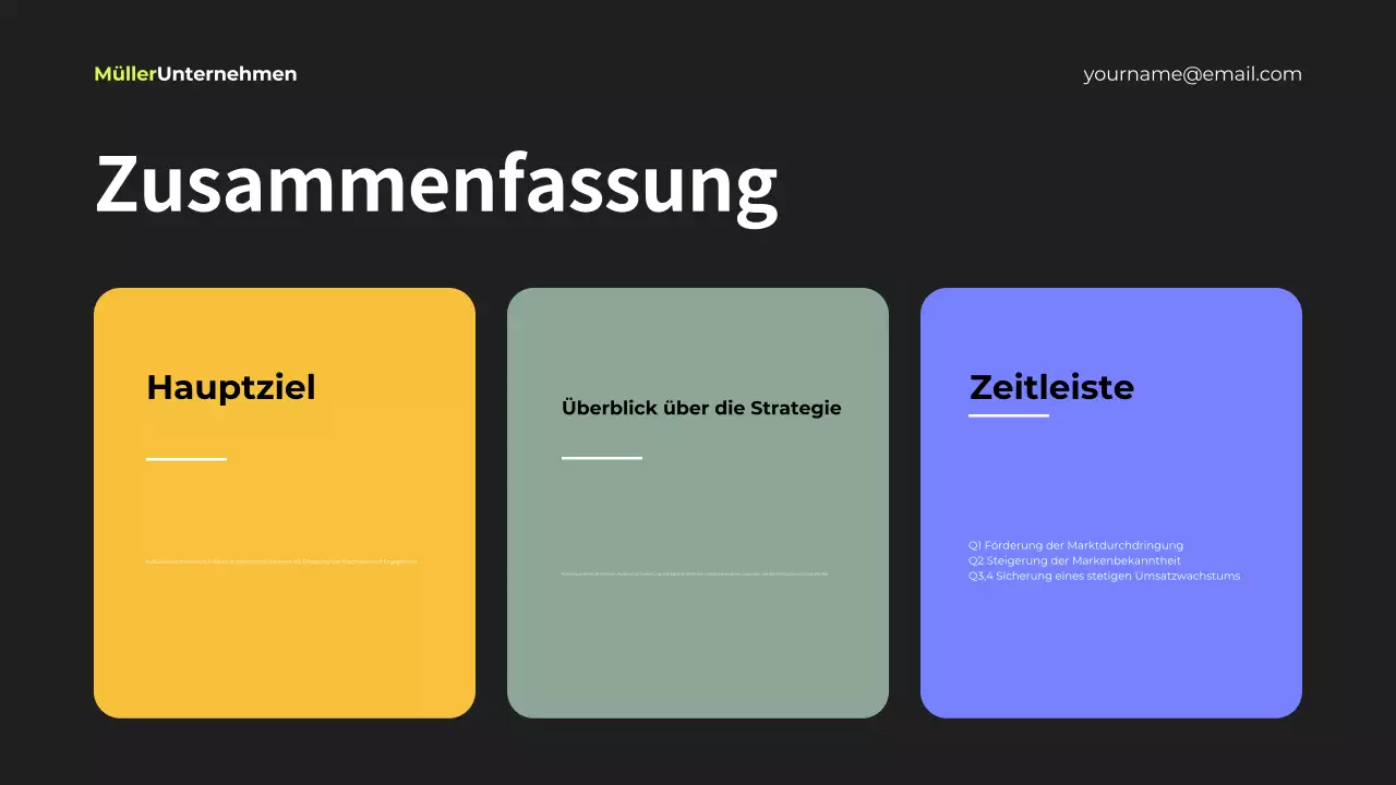schwarz modernes Marketing Strategie Dokument