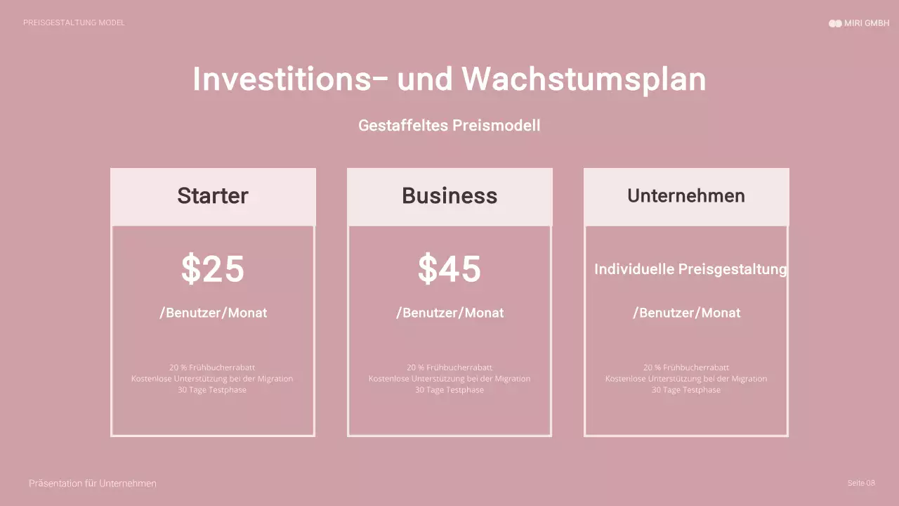 rosa moderne Business-Präsentation