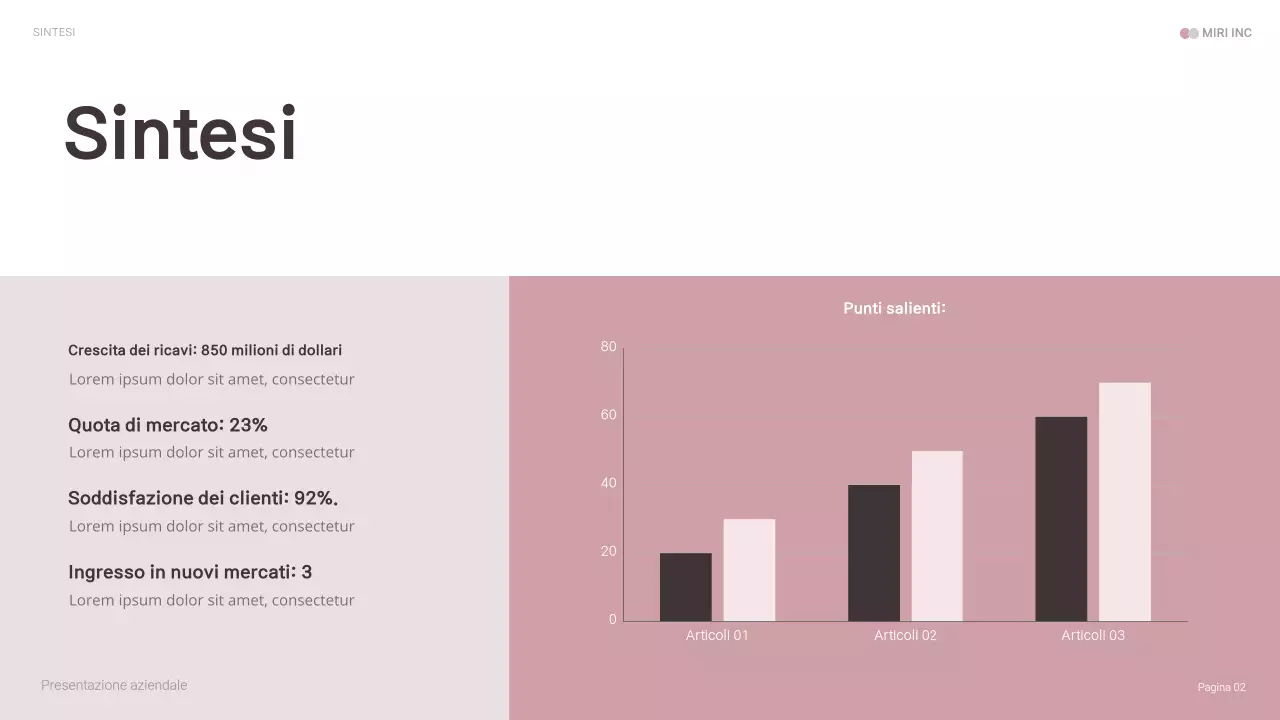 presentazione aziendale moderna di colore rosa