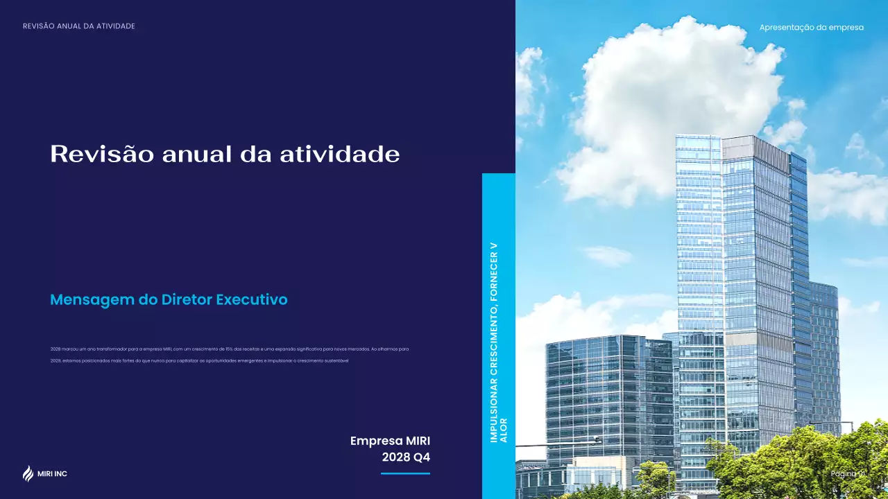 relatório de empresa moderna azul