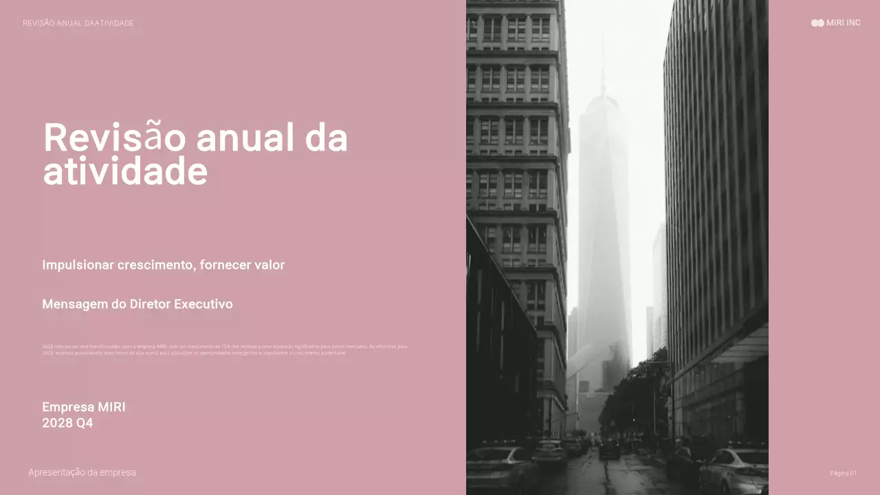 apresentação empresarial moderna cor-de-rosa