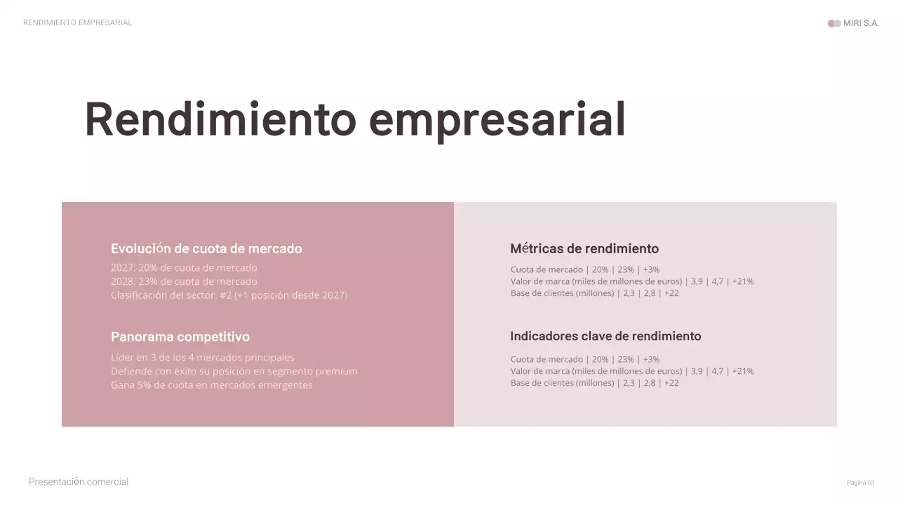 presentación de empresa moderna en rosa