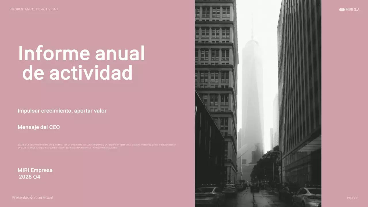 presentación de empresa moderna en rosa