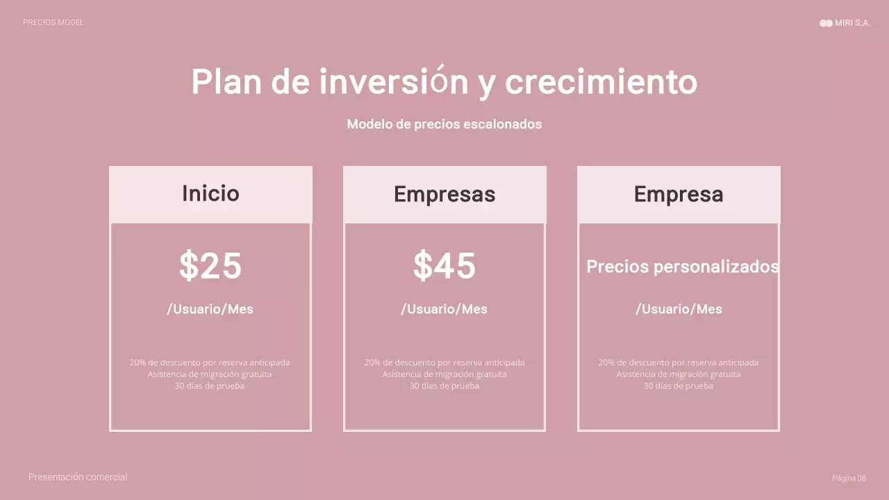 presentación de empresa moderna en rosa