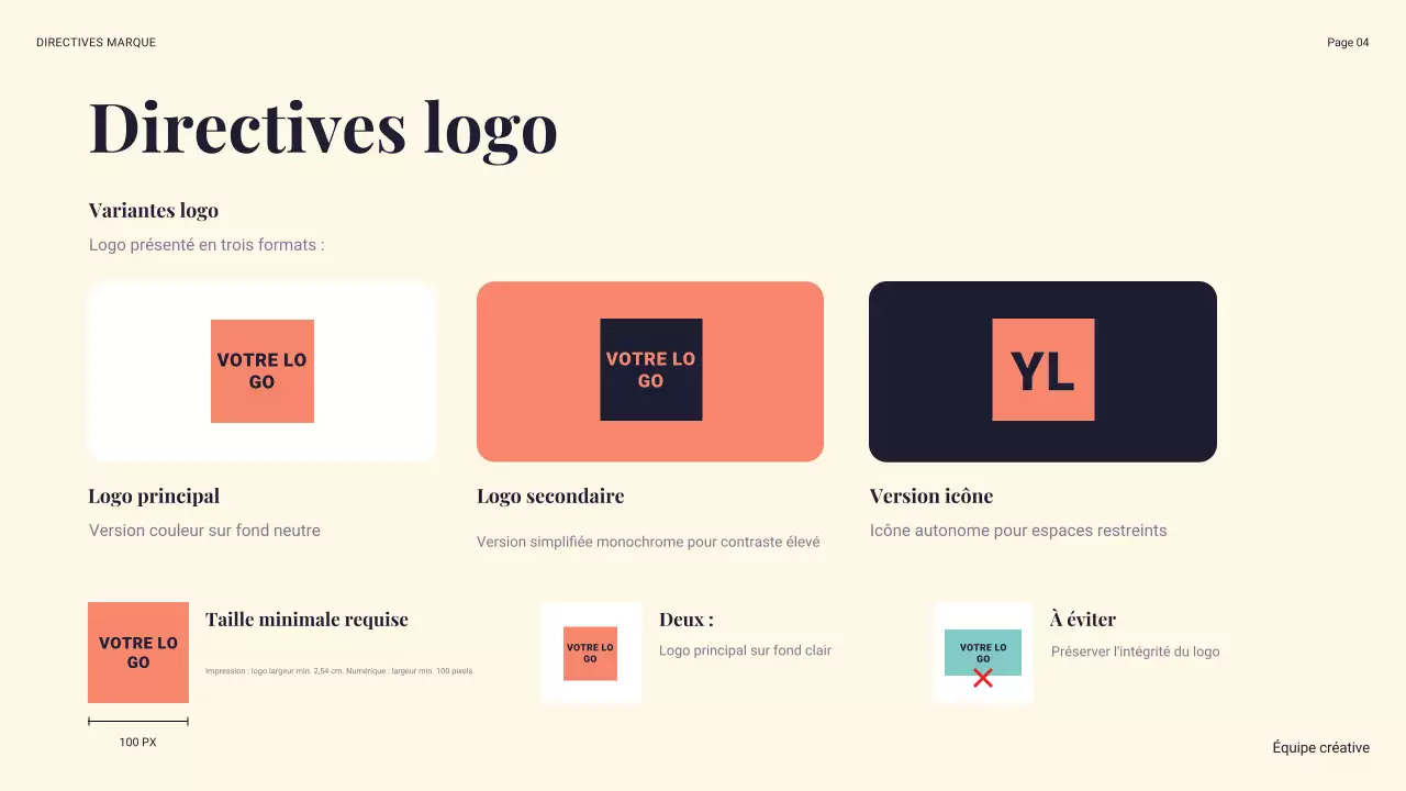 ligne directrice de la marque navy modern