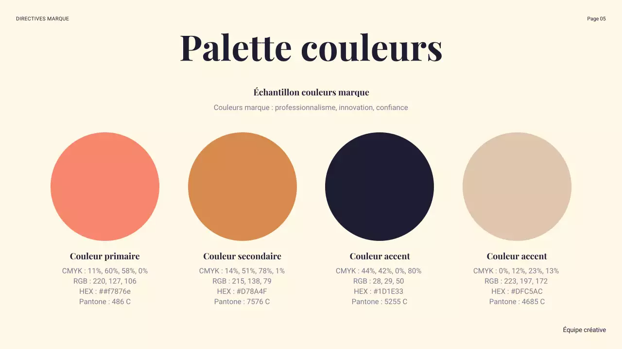 ligne directrice de la marque navy modern