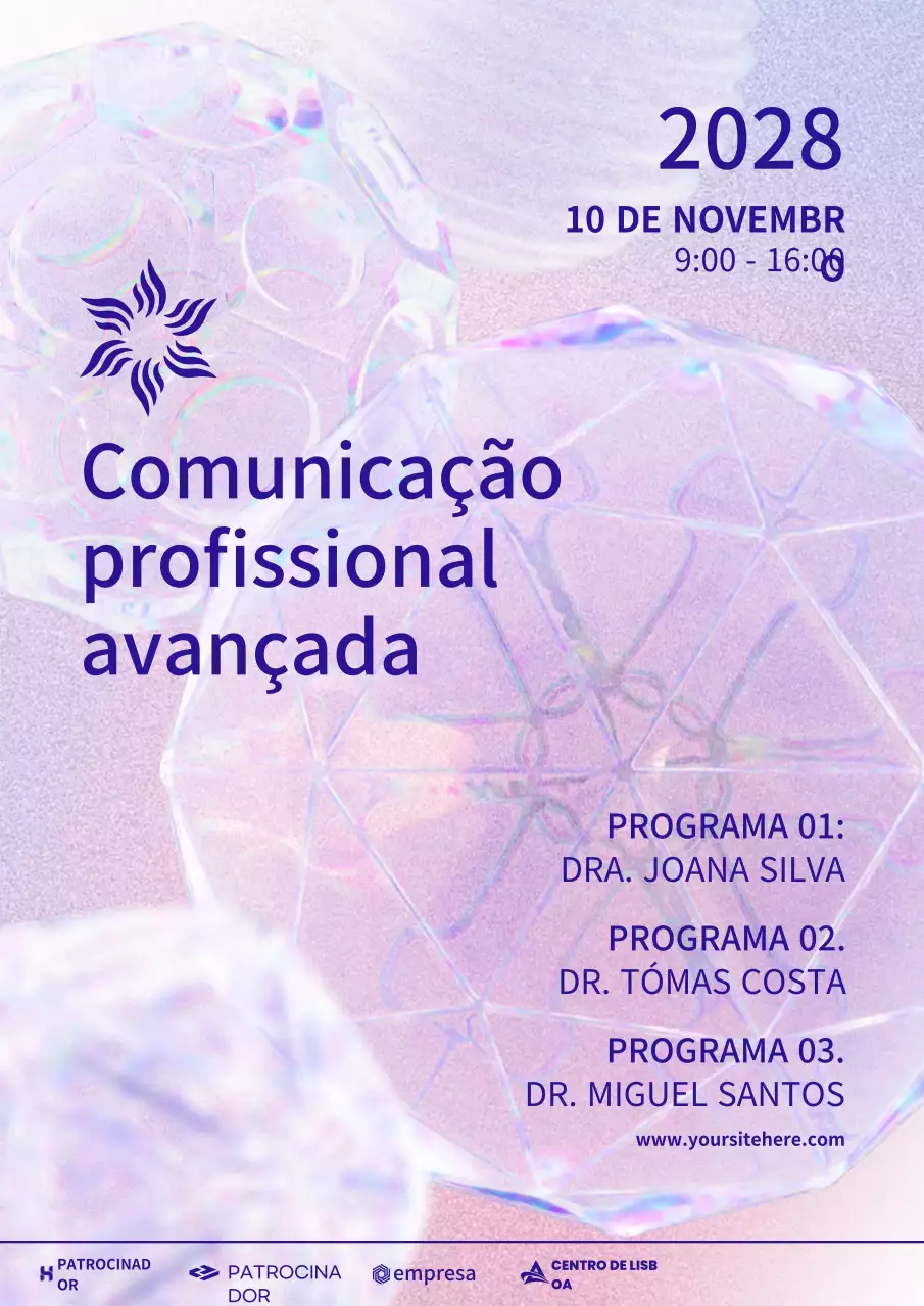 evento de comunicação moderna púrpura