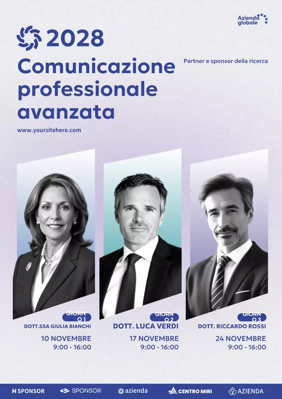 evento di comunicazione professionale blu