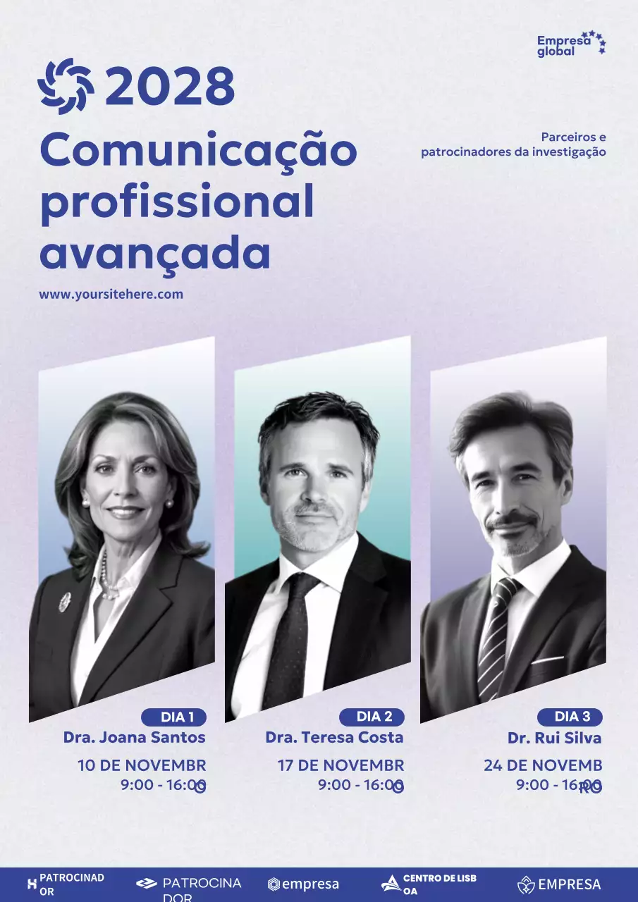 evento de comunicação profissional azul