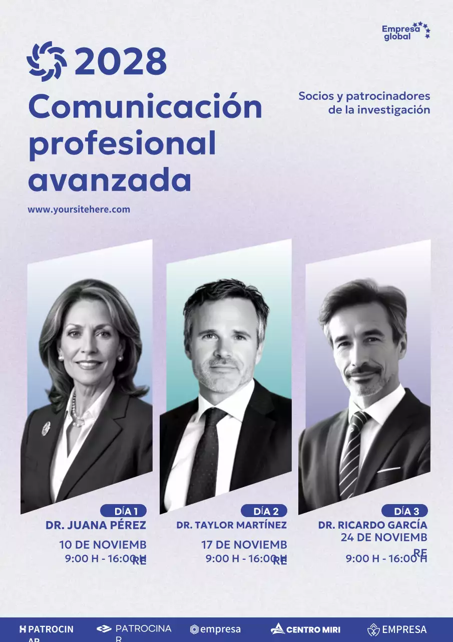 evento azul de comunicación profesional