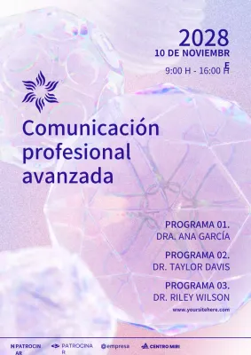 evento de comunicación moderna púrpura