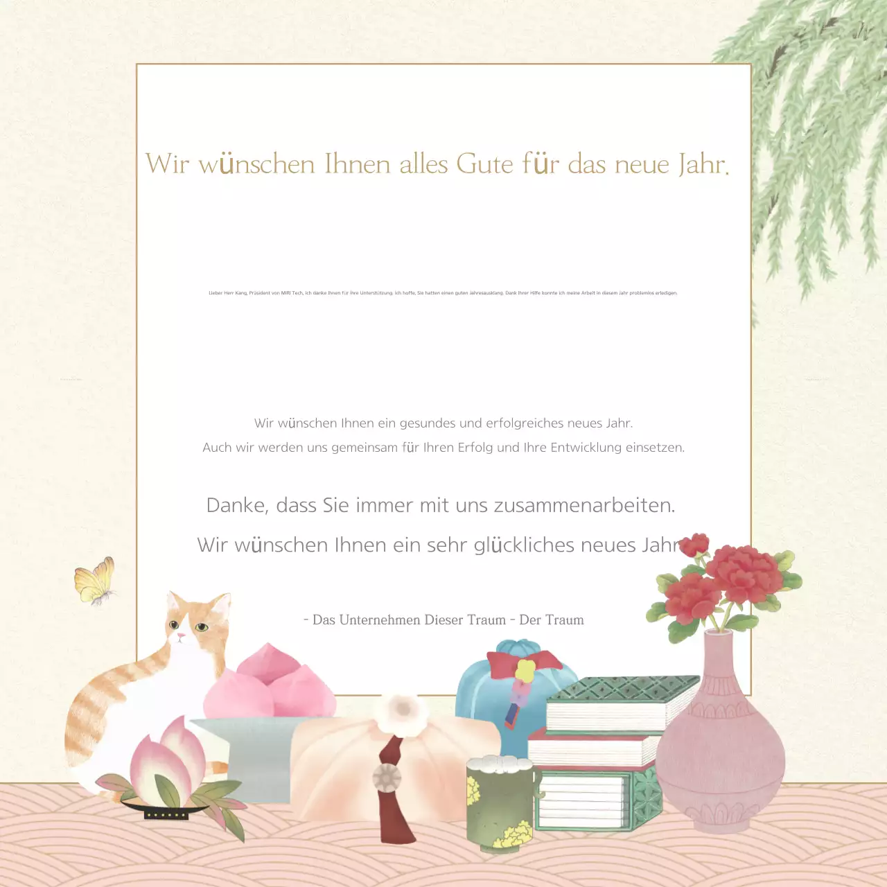 Eine Sammlung traditioneller Urlaubsgrüße in abstrakter Form