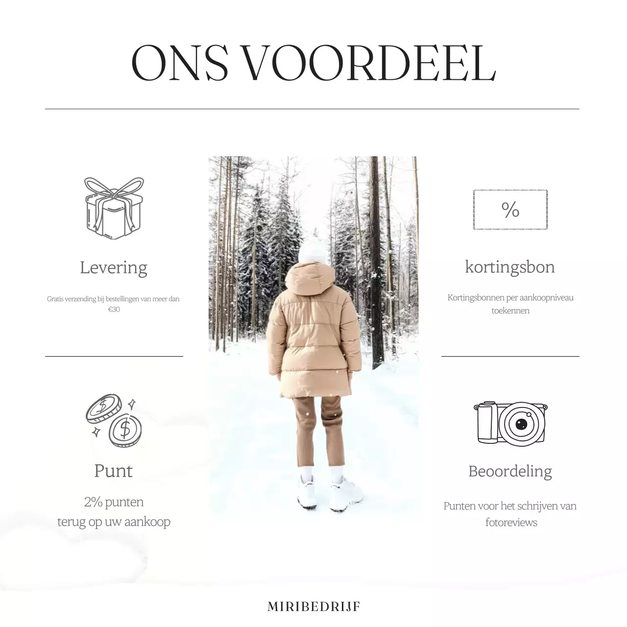 Minimalistische winter merk marketing advertentie in wit