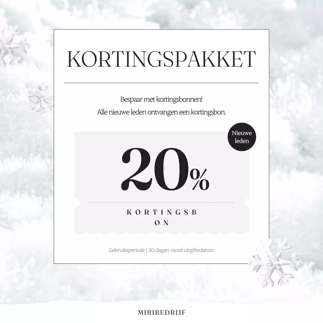 Minimalistische winter merk marketing advertentie in wit