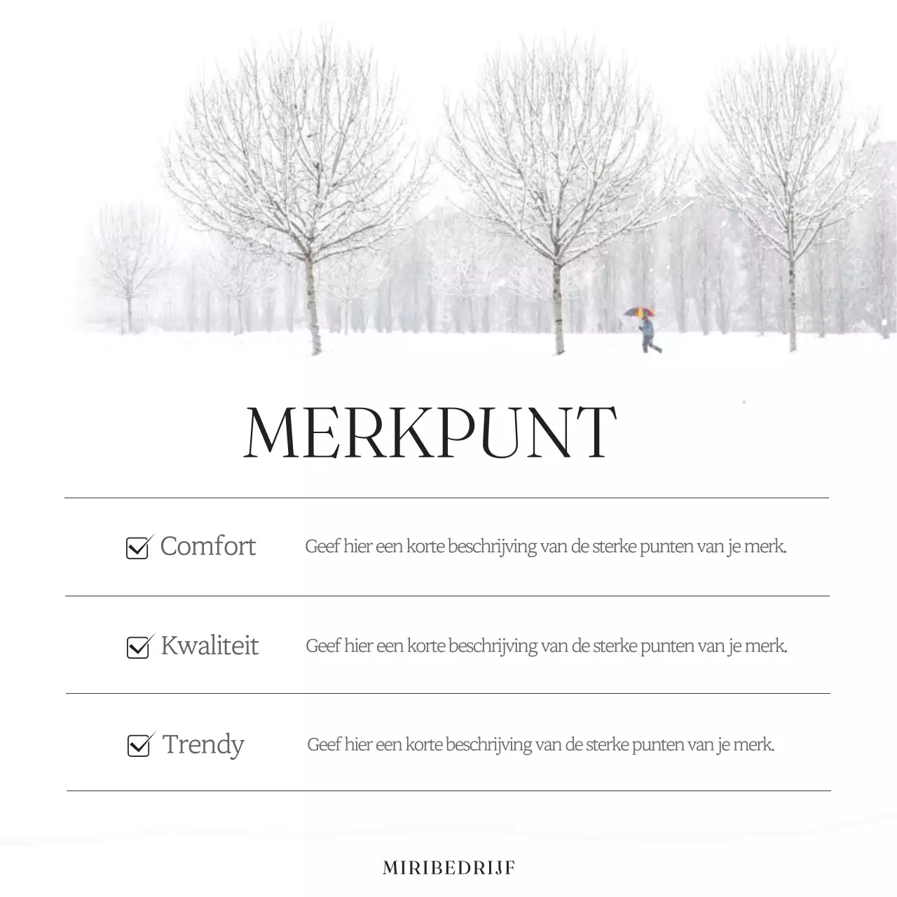Minimalistische winter merk marketing advertentie in wit