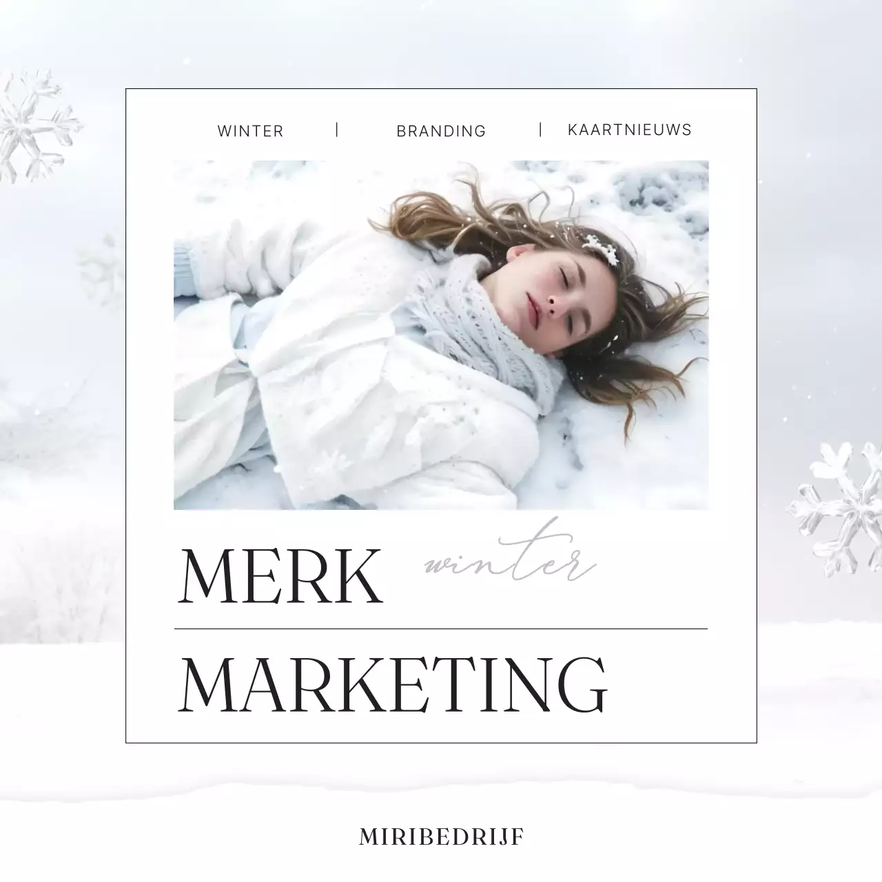 Minimalistische winter merk marketing advertentie in wit