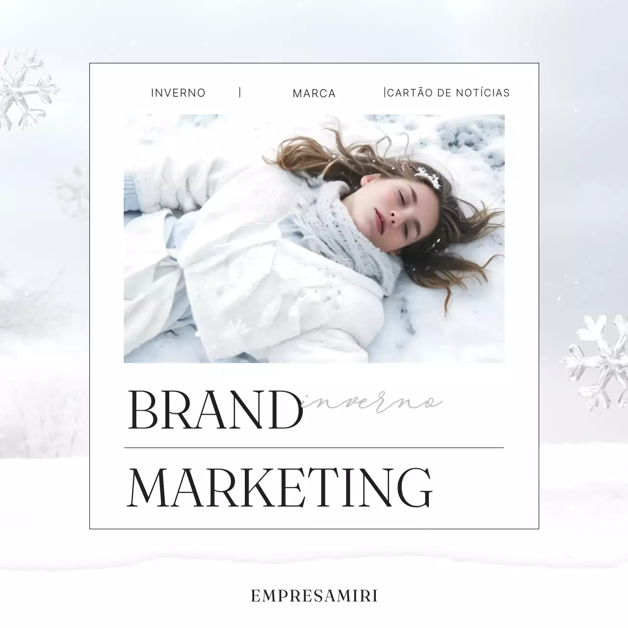 Anúncio de marketing de marca de inverno minimalista em branco
