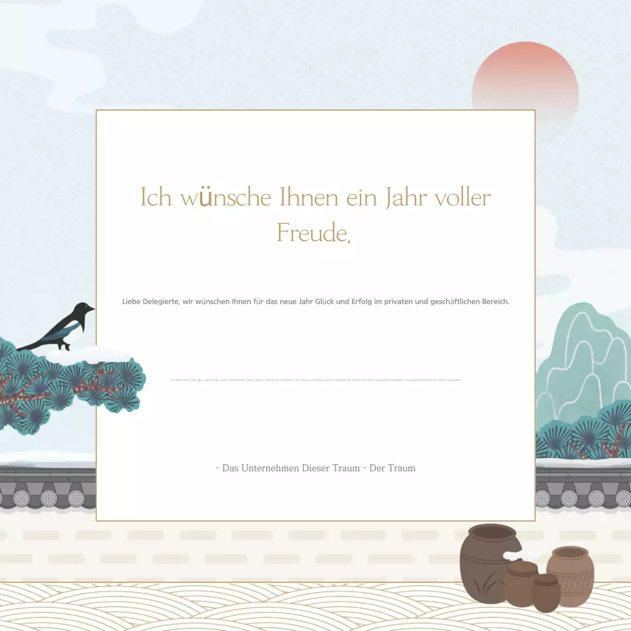 Eine Sammlung traditioneller Urlaubsgrüße in abstrakter Form