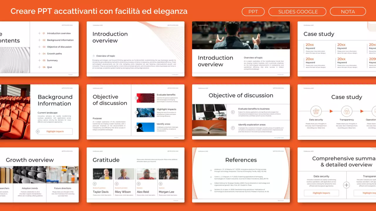 abstract arancione annuncio conferenza futura