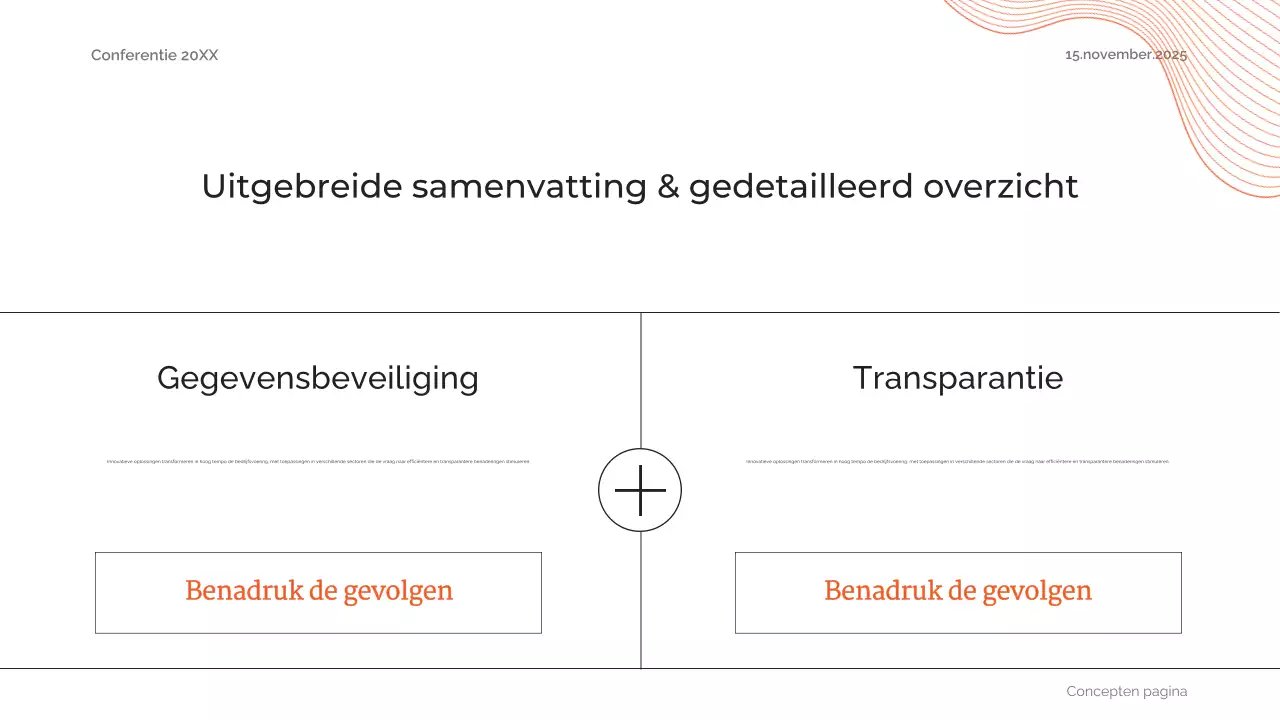 oranje samenvatting aankondiging toekomstige conferentie