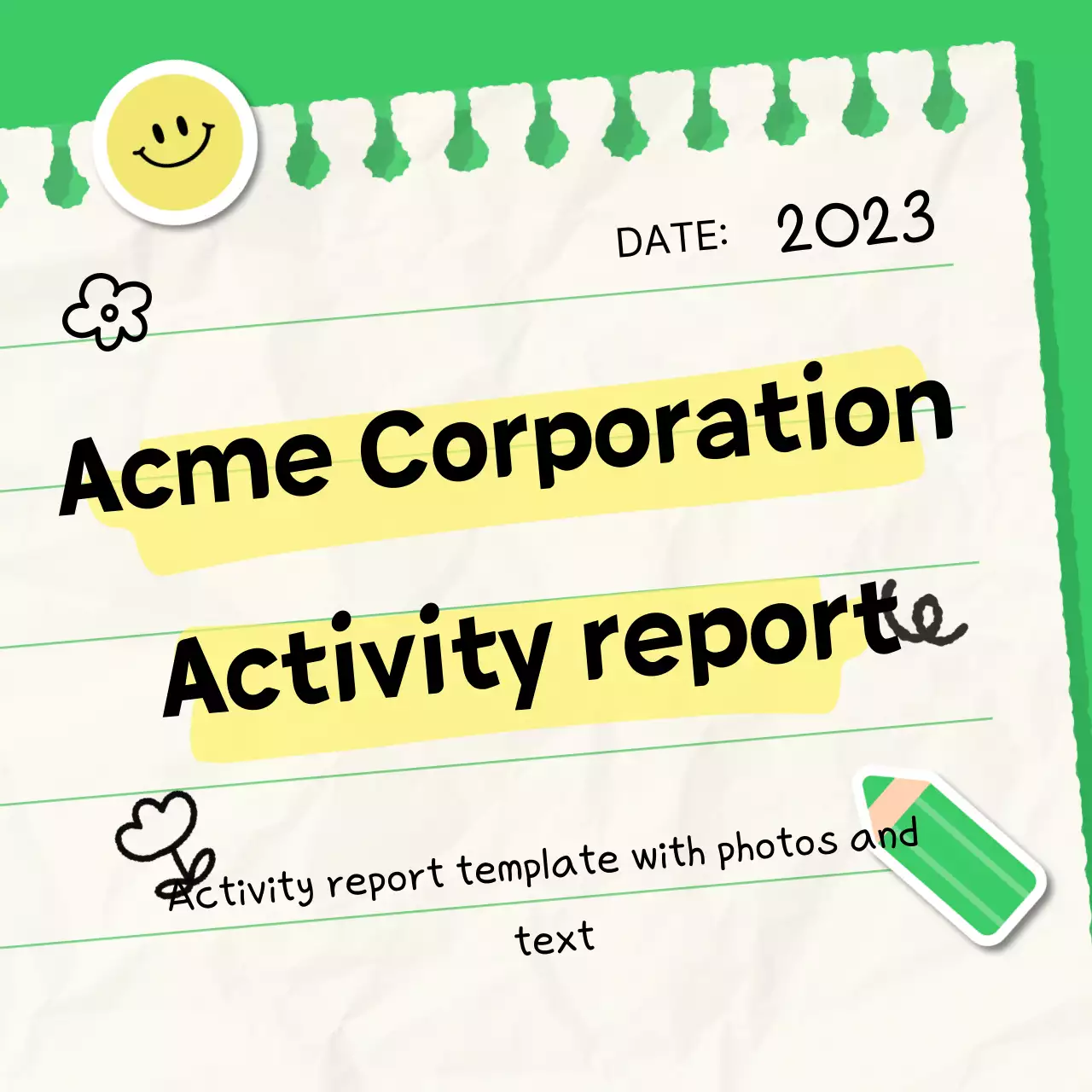 Documento de Relatório de Atividade Criativa Verde Instagram Carousel