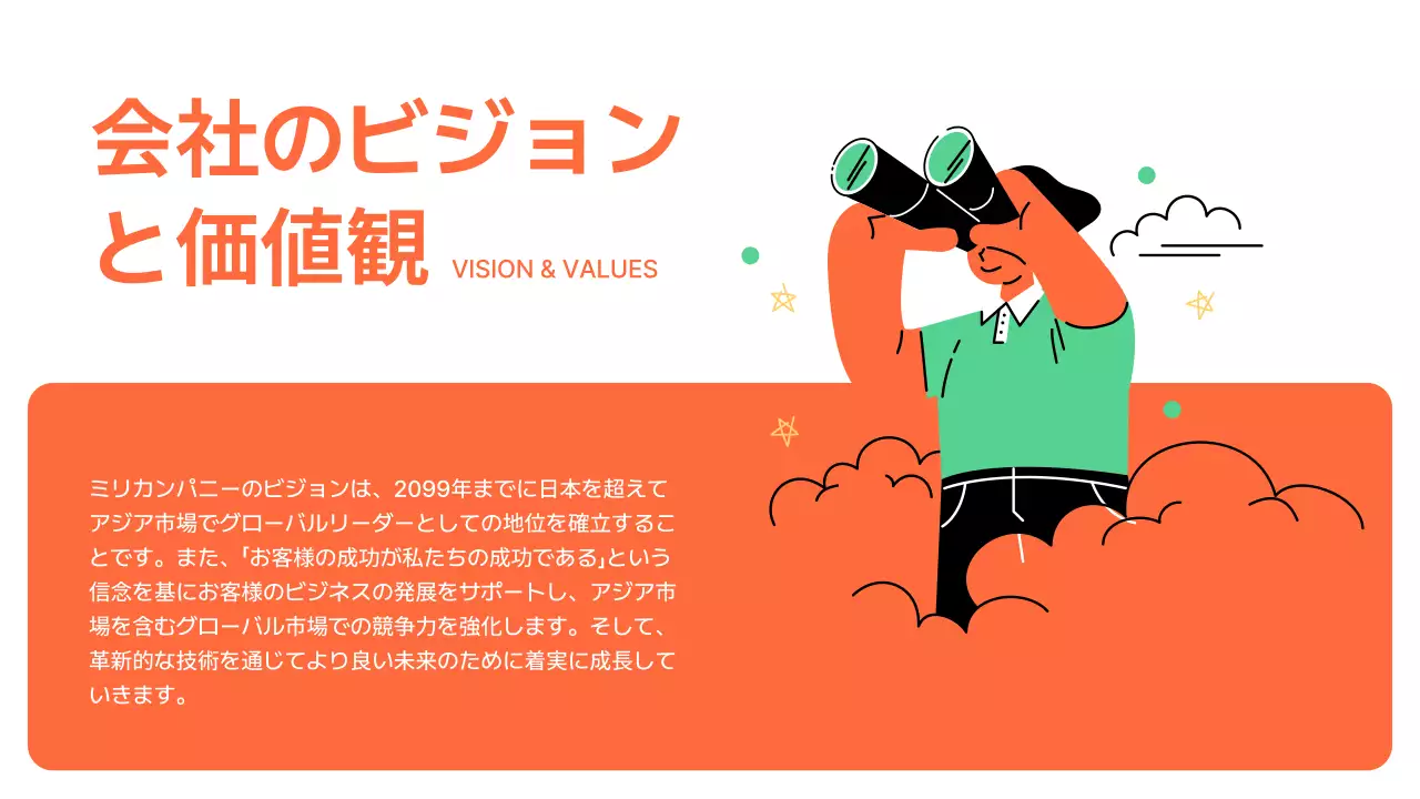 オレンジ シンプル 会社案内 プレゼンテーション