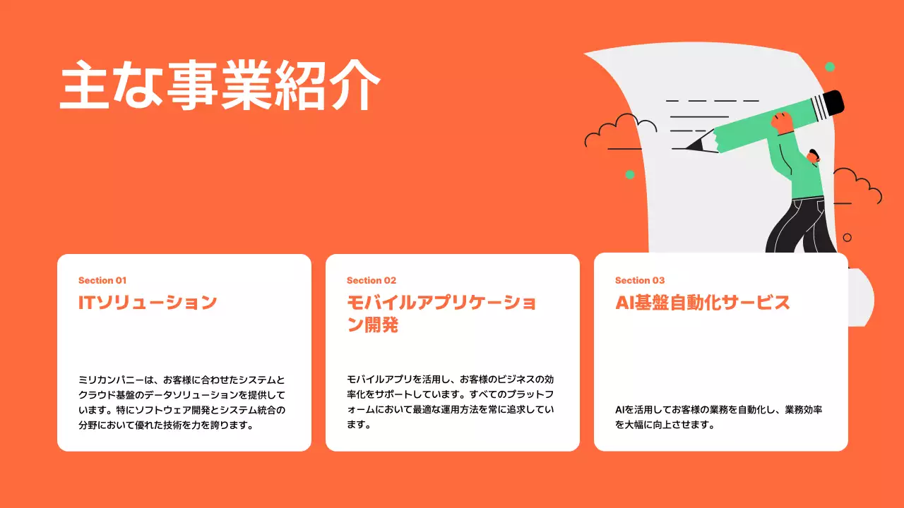 オレンジ シンプル 会社案内 プレゼンテーション