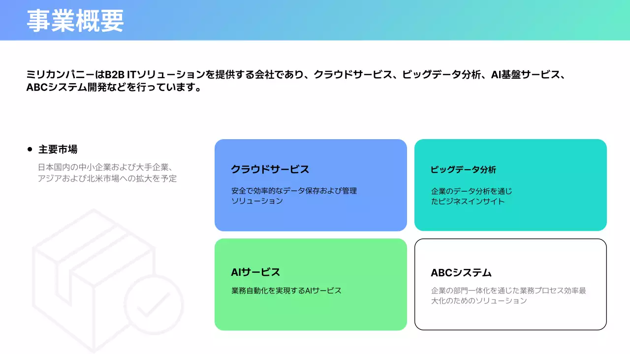 青 シンプル 会社案内 資料 プレゼンテーション