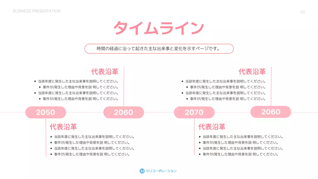 ピンク シンプル ビジネス プレゼンテーション