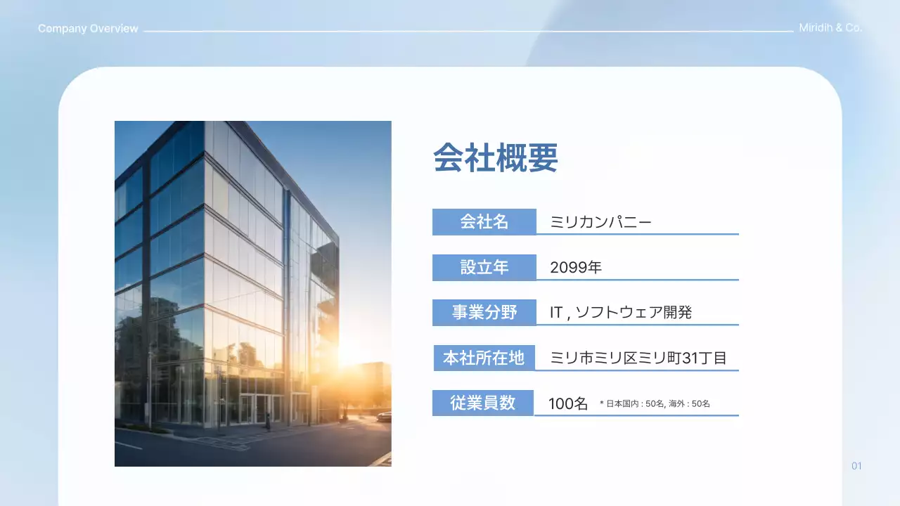 青 モダン 会社紹介 プレゼンテーション
