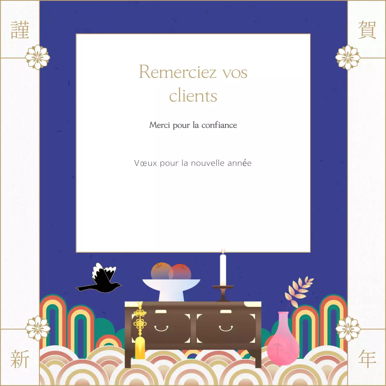 Une collection de vœux traditionnels en bleu pour la nouvelle année