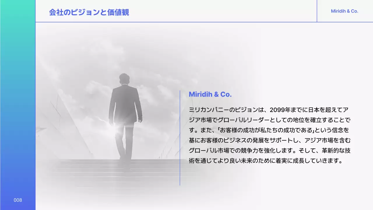 青 シンプル 会社紹介 プレゼンテーション