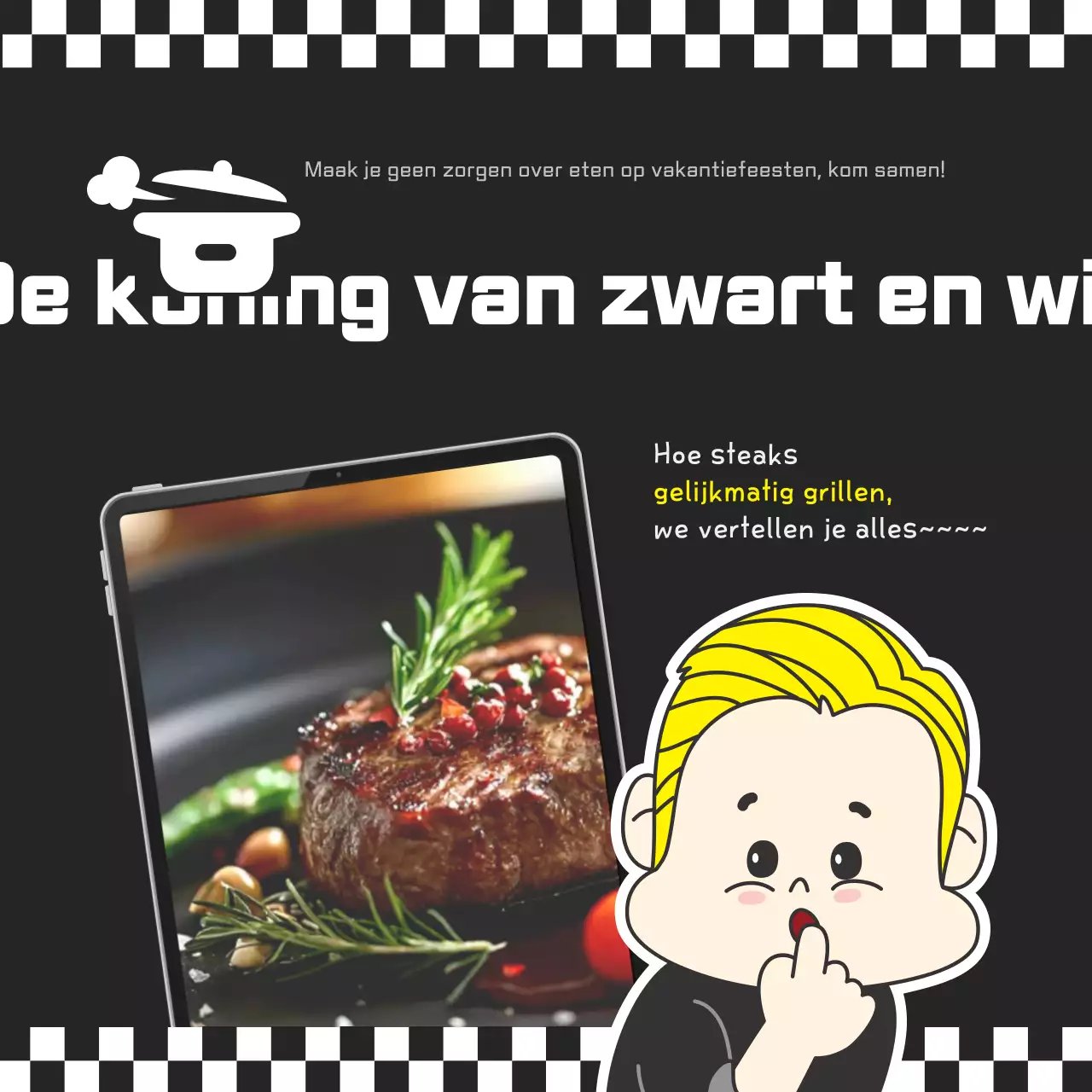 Zwarte retro kookadvertentie