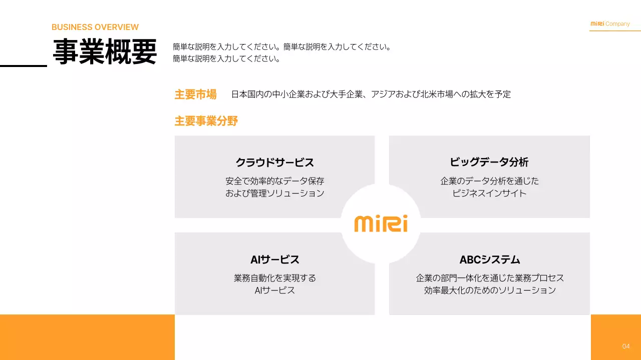 オレンジ モダン 企業 会社案内 プレゼンテーション