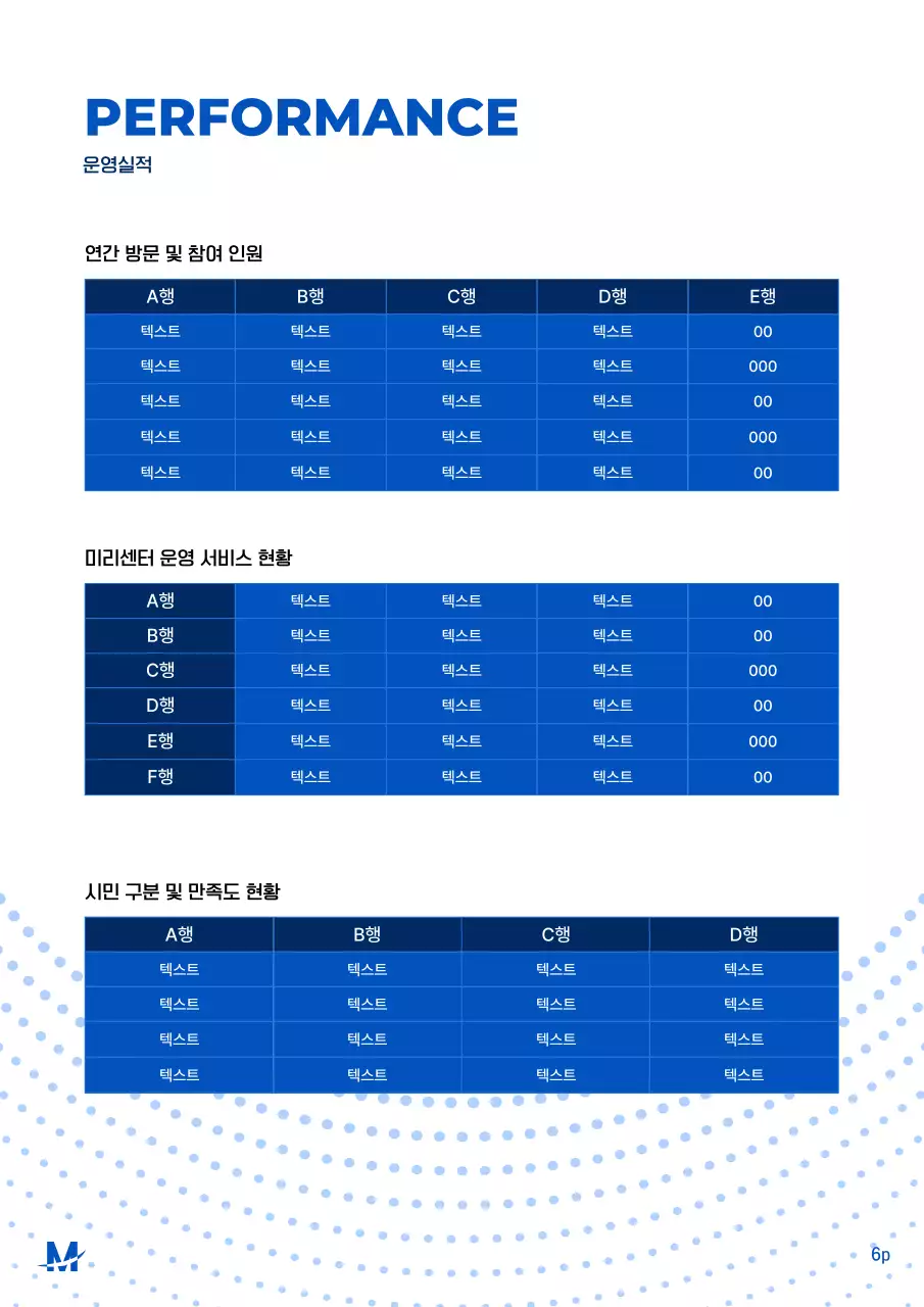 파랑 모던 연간 센터 운영 보고서