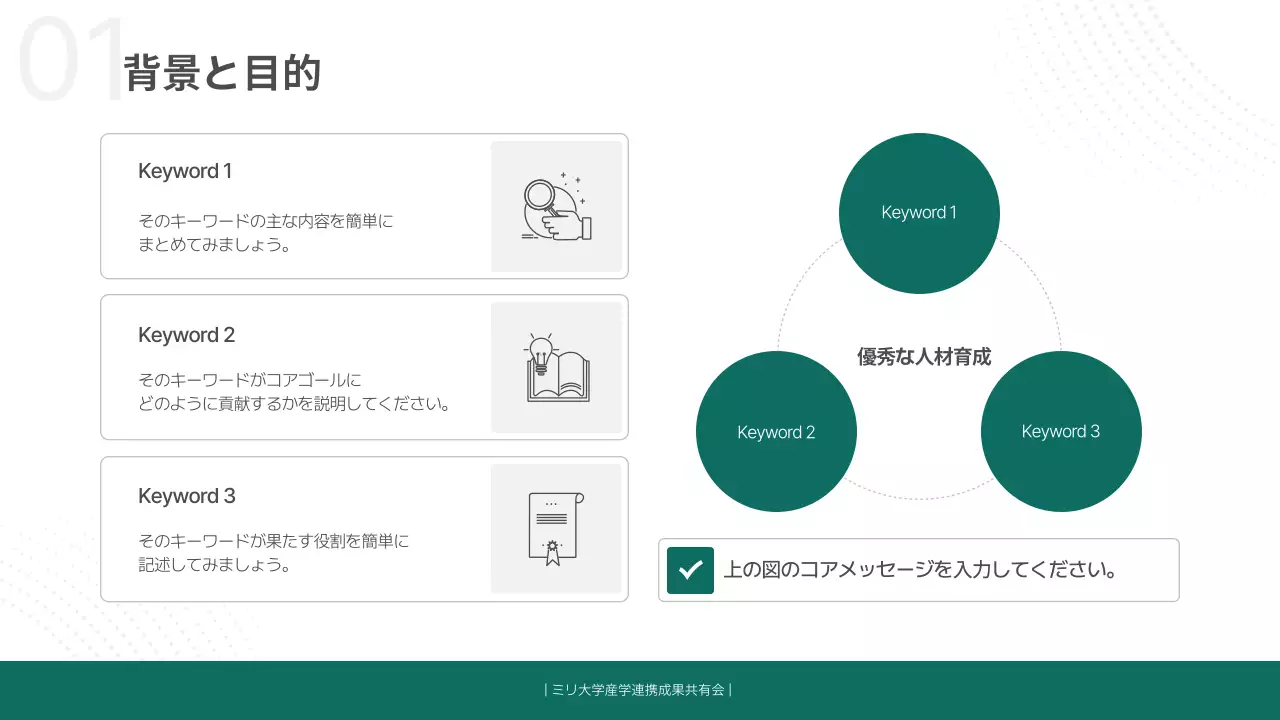 緑 シンプル 会議 資料 プレゼンテーション